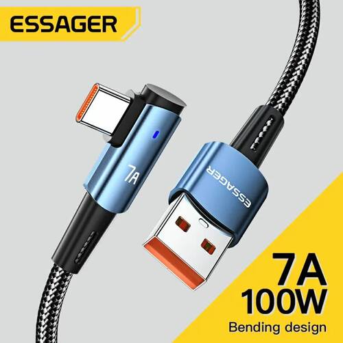 7A USB C Cable 90 Degree USB Type C Cable For OPPO 100W Quick Charing Cord For Honor Huawei P40 Onep