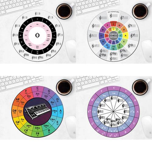Circle of Fifths Round Mouse Pad Gaming to Computer Mouse Ma