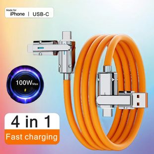 100W 4In1 USB Quick Charging Cable For IPhone Samsung Mobile Phones USB Type C Tablet Charging Cable