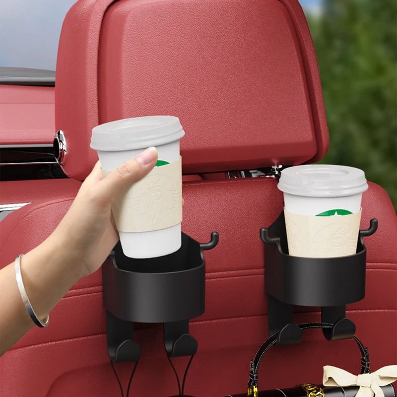1pc Car Seat Headrest Hook with Cup Holder 4 Hooks Hanger Ha