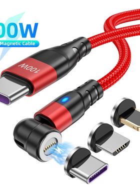PD 540° Magnetic Quick Charger Cable 100W 5A Magnet Data Cable USB USB C To Type C Micro Lightning