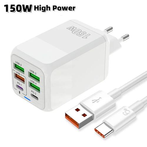Total 150W 6 Ports Quick Charging QC3.0 Travel Charger For iPhone 16 Samsung EU US UK Plug Mobile Ph