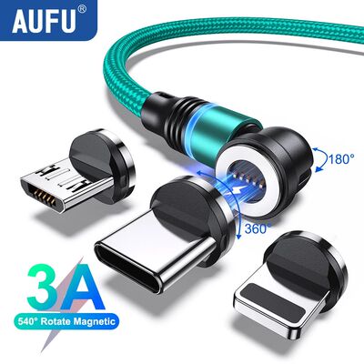 540 Rotate Magnetic Cable 3A Quick Charging Type C Cable For Samsung Micro USB Data Cord Magnet Char