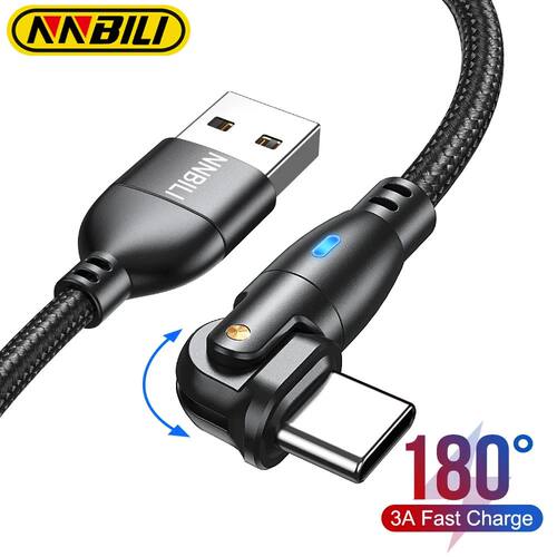 Type C Cable 180 Rotate 3A Quick Charging Wire For Samsung M