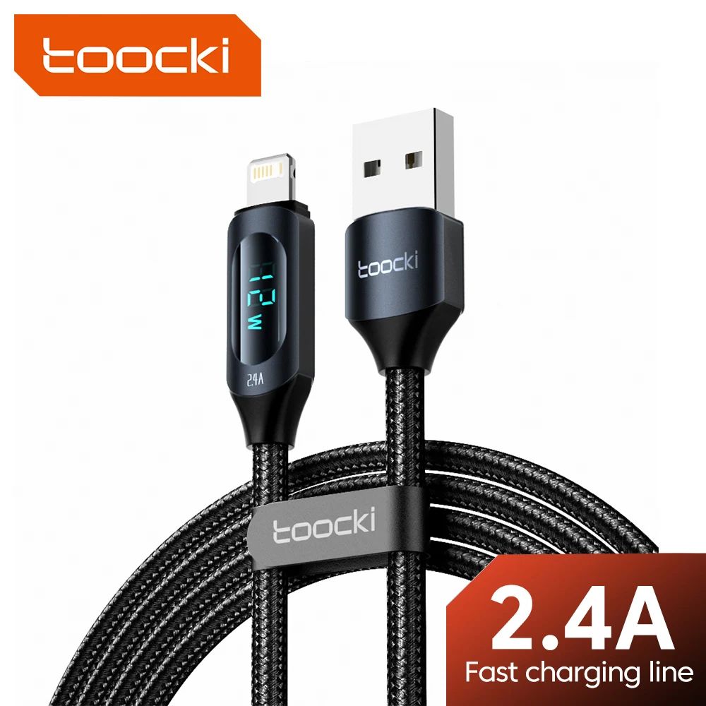 USB iPhone Data Cable LED Display Multi-Color 2.4A Quick Charging Charger iP Cable for iPhone 14 13