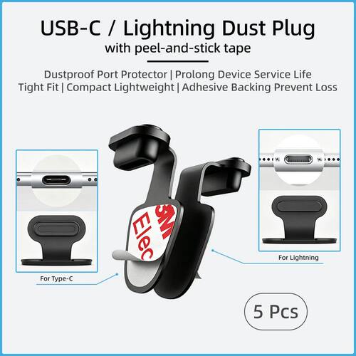USB-C/ Lightning Dust Plug Anti Lost Adhesive Phone Charging