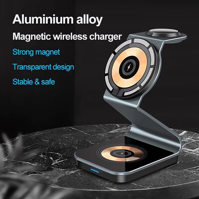 3In1 Wireless Charging Station Magnetic Aluminum Alloy Wirel