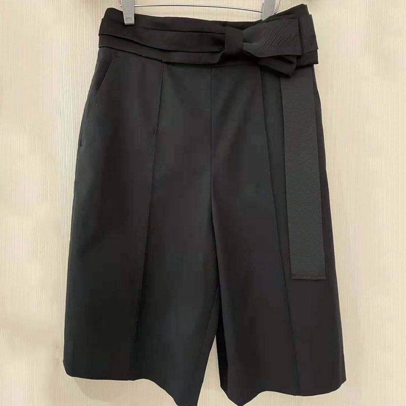 年阿玛施新特官网2021夏季新款高腰百搭女装绑带休闲五分裤阔腿裤