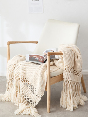 流苏毛毯北欧针织盖毯办公室沙发床尾搭毯拍照道具样板间装饰毯子