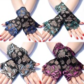 短款 半指时尚 漏指触屏镂空遮疤痕采茶 透气薄款 蕾丝手套女防晒夏季