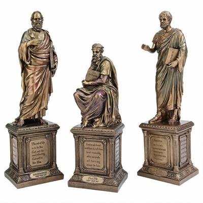 代购雕塑摆件希腊三贤苏格拉底柏拉图亚里士多德铜色雕像装饰客厅