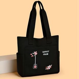 大容量2025布包新款 女包单肩简约通勤手提包托特包 刺绣牛津布时尚