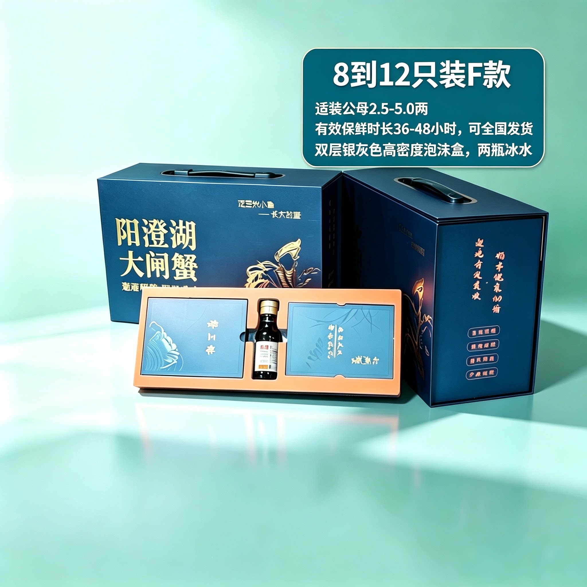 新款精品阳澄湖大闸蟹包装礼盒高端卡卷礼盒品蟹工具礼盒高效保温