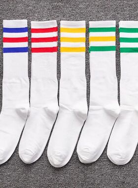 Men's street shooting with long tube socks stripes white and