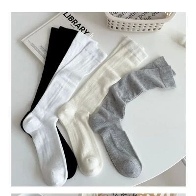 Socks Women Mid-calf Socks White Black Scrunched Socks Summe