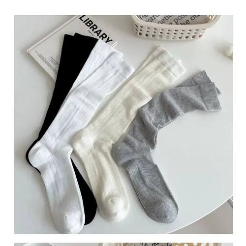 Socks Women Mid-calf Socks White Black Scrunched Socks Summe