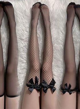 Black White Overknee Long Socks Women Sweet Girls Lolita Bow