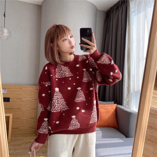 Autumn And Winter Christmas Tree Pullover Sweater Women's Ko
