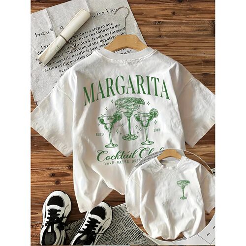 Loose Cotton Y2k Margarita Drink T-Shirts Female Funny T Shi