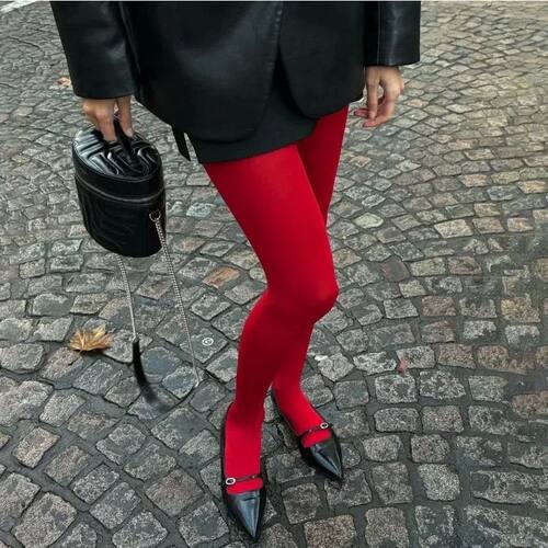 New Women Red Tights Velvet Stocking Korea Slim Lingerie Pan