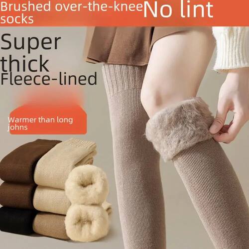 Cashmere Tall Socks Women's Fuzzy-Lined Plush Cozy Winter Ho