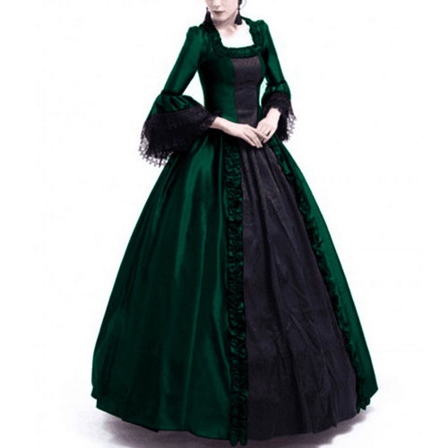 Christmas Lace Stitching Big Bell Sleeve Medieval Dress Cour