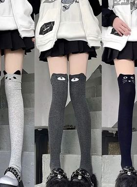 Lolita Cute Cat Printed Overknee Stockings Casual Daily Cott