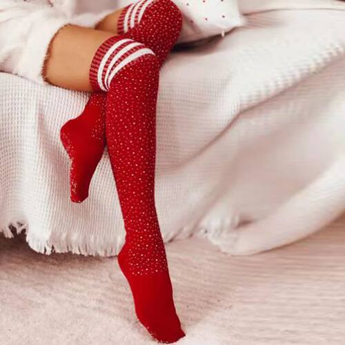 Women's Sexy Crystal Cotton Socks High Knee Over Knee Stocki