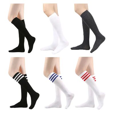 Solid knee length socks women's striped Lolita warm hip-hop