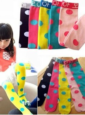 Candy Colors Baby Girls Cotton Winter Sock Dot Knee High Sto