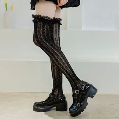 Women Lace Lolita High Tube Thigh Knee Socks Female Cute Lon