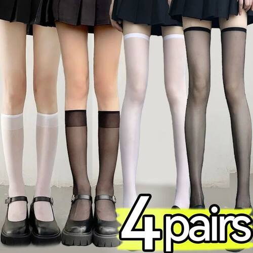 1/4Pairs Summer Thin Stockings JK Women Lolita Long Socks Th