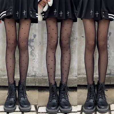 Sexy Polka Dot Silk Stockings Bow/Heart Thin Lady Tights Pan