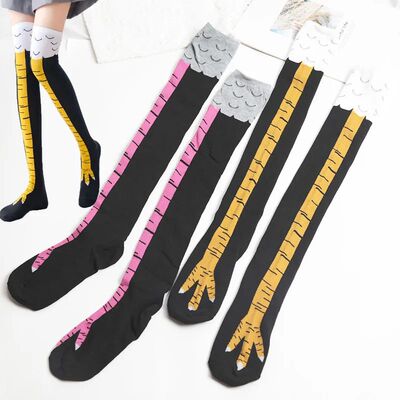 Women Funny Chicken Paw Stocking Over-knee Pressure Thin Leg