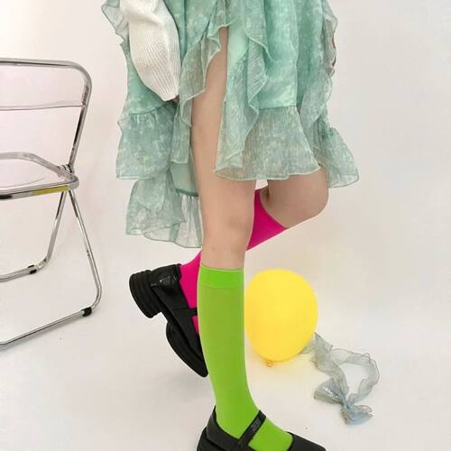 Women's Colorful Knee High Socks Student Girls Stockings Can