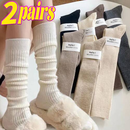 1/2pairs Woollen Stockings for Women Cashmere Warm Over Knee