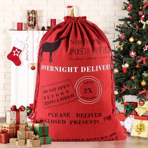 2026 50*68cm Big Size Christmas Gift Bag Cotton Canvas Reind