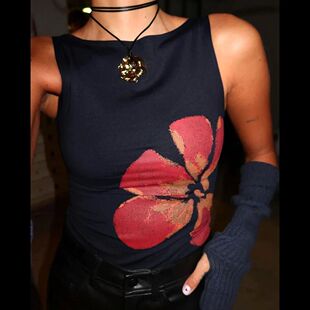 Women Y2K Tank Vintage Tops Crop Fitted Flo Aesthetic Slim