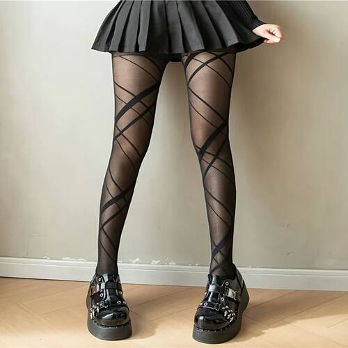 Elegant Striped Pattern Sheer Tights for Women Slimming Pant