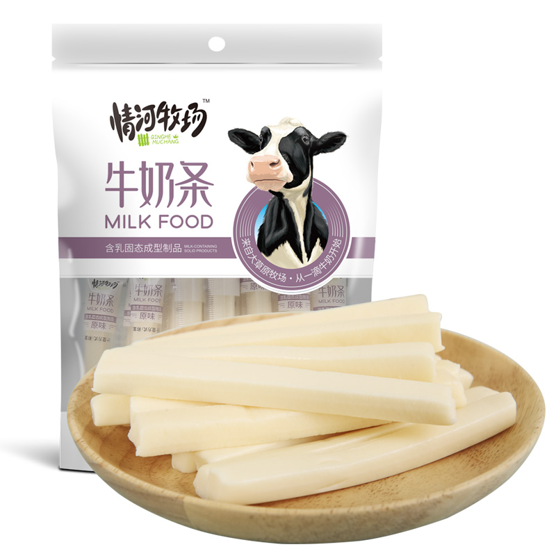 情河牧场内蒙古特产奶酪条牛奶条原味奶棒200g袋独立装含乳奶制品