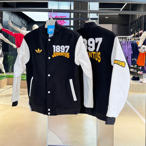 Adidas阿迪达斯尤文图斯足球美式校园风男子保暖宽松棉服JF0451