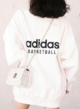 阿迪达斯三叶草basketball男女卫衣春秋高领休闲套头衫IA3436
