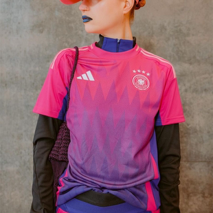 adidas Germany2024欧洲杯客场渐变拼色运动短袖德国队球员版球衣