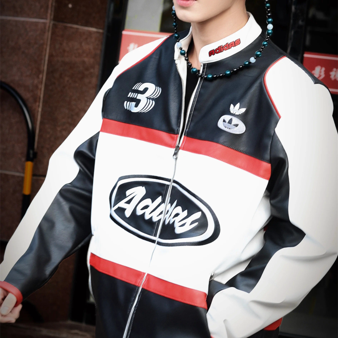 Adidas阿迪达斯三叶草男士休闲赛车风机车服拼接棒球服夹克JM8031