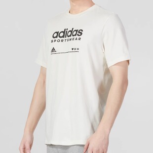 HR3002 T恤 ADIDAS阿迪达斯夏季 男子运动休闲圆领白色字母印花短袖