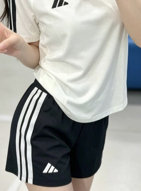 Adidas阿迪达斯W 3S SJ SHO女士针织运动休闲训练高腰短裤JY8574