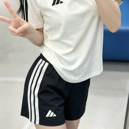Adidas阿迪达斯W 3S SJ SHO女士针织运动休闲训练高腰短裤JY8574