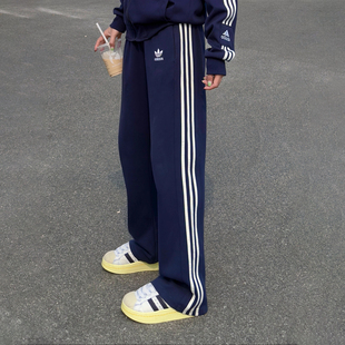 休闲长裤 条纹宽松直筒阔腿裤 JX2805 经典 阿迪达斯三叶草女子新款