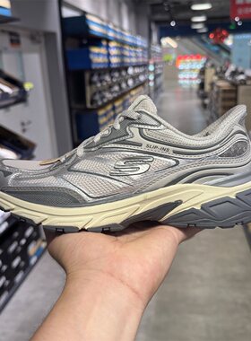 Skechers斯凯奇女鞋夏季款一脚蹬银翼鞋网面透气运动老爹鞋150710