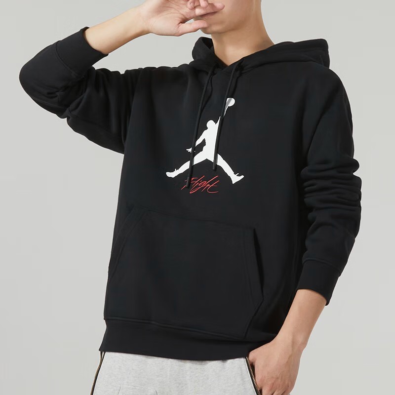 Nike耐克JORDAN男士大LODO宽松加绒连帽套头衫卫衣FD7546-010